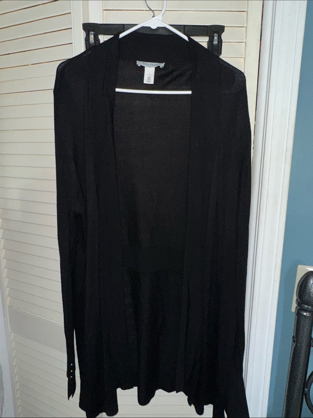 White House Black Market Black Open-Front Long Cardigan Sweater